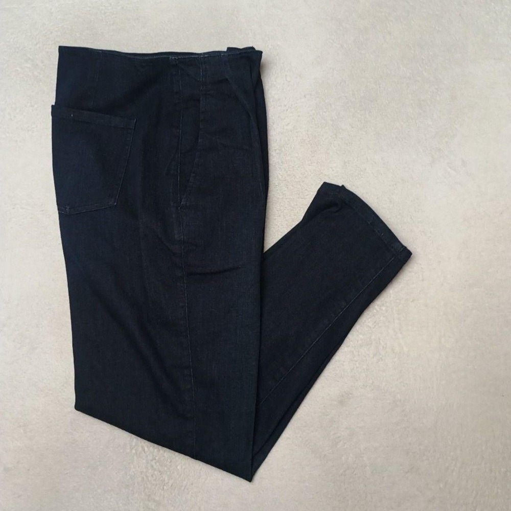 Eileen Fisher Pants Womens 0 Blue Slim Ankle Pleated Stretch Denim Cotton Work